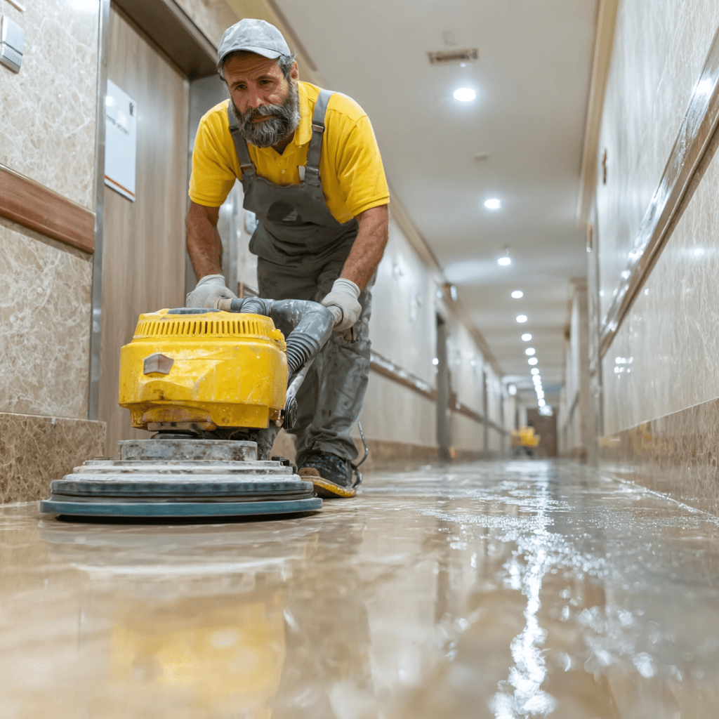 estcyr_Experienced_male_janitor_using_a_professional_floor_stri_d448e0ec-d5bd-4485-92f7-dffee3dae197-min Votre expert en décapage et cirage de plancher
